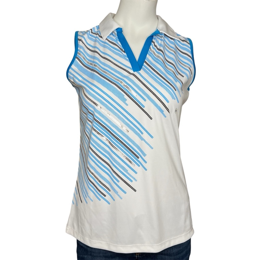 IZOD Women Polo Golf Shirt Sleeveless V-Neck Collared Cool FX Performx Sz S NWT